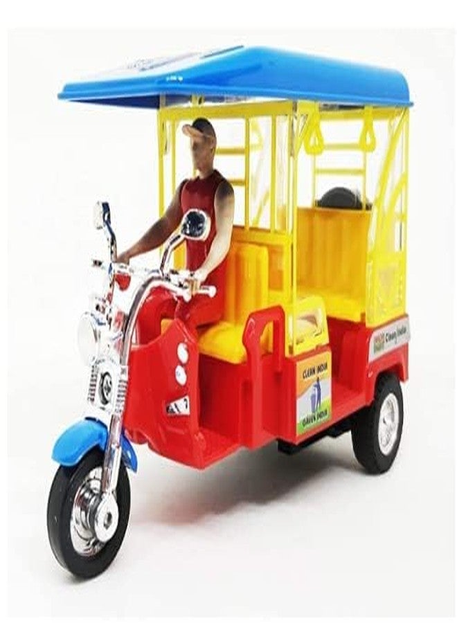 MKY Pull Back E-Rickshaw Toy | Friction-Powered Auto Rickshaw with Realistic Design and Barking, Waging Tail, Walking and Jumping Puppy Baby Toy (Combo of 2) - Image 2